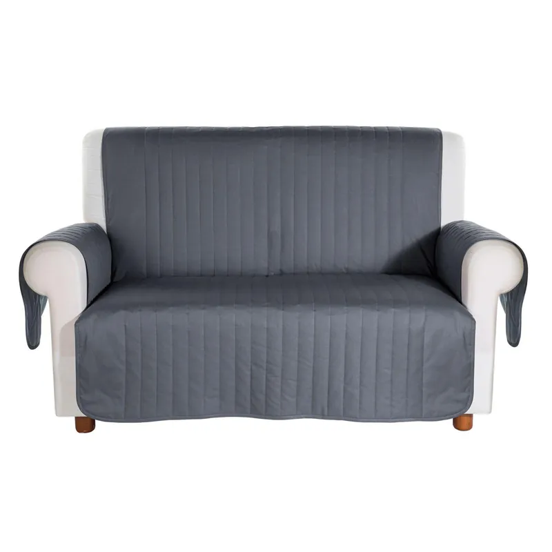 Copridivano trapuntato Caleffi Bicolor in cotone 2 posti grigio reversibile
