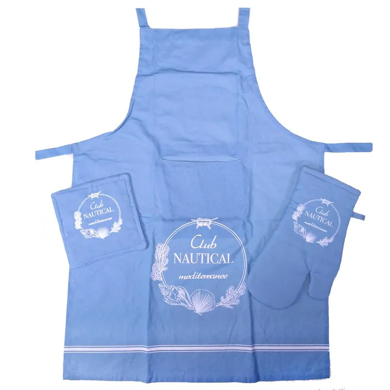 Set da cucina - grembiule+guantone+presina CLUB NAUTICAL azzurro