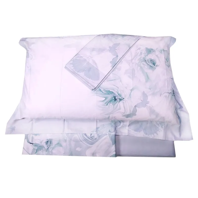LA PERLA set lenzuola matrimoniale ADORABLE Raso di puro cotone floreale gesso