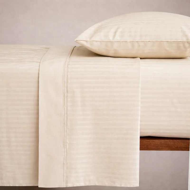 Set lenzuola matrimoniale 2 piazze raso di cotone ZEFIRO panna