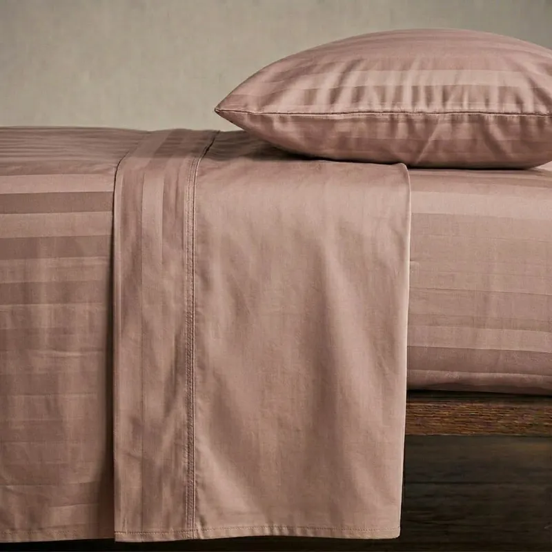 Completo lenzuola matrimoniale 260x295 cm Zefiro Rosa in raso di cotone