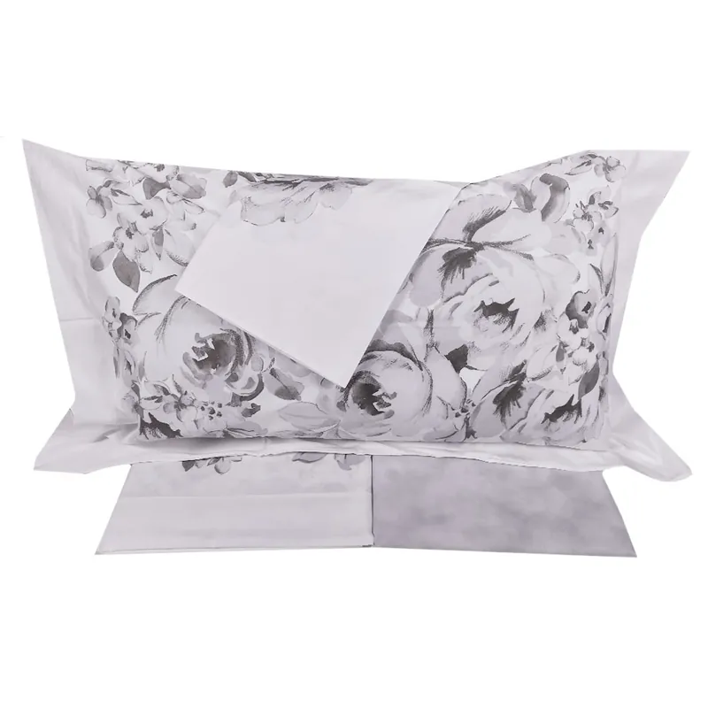 Set lenzuola matrimoniale 2 piazze Gabel SECRETS grigio floreale in percalle