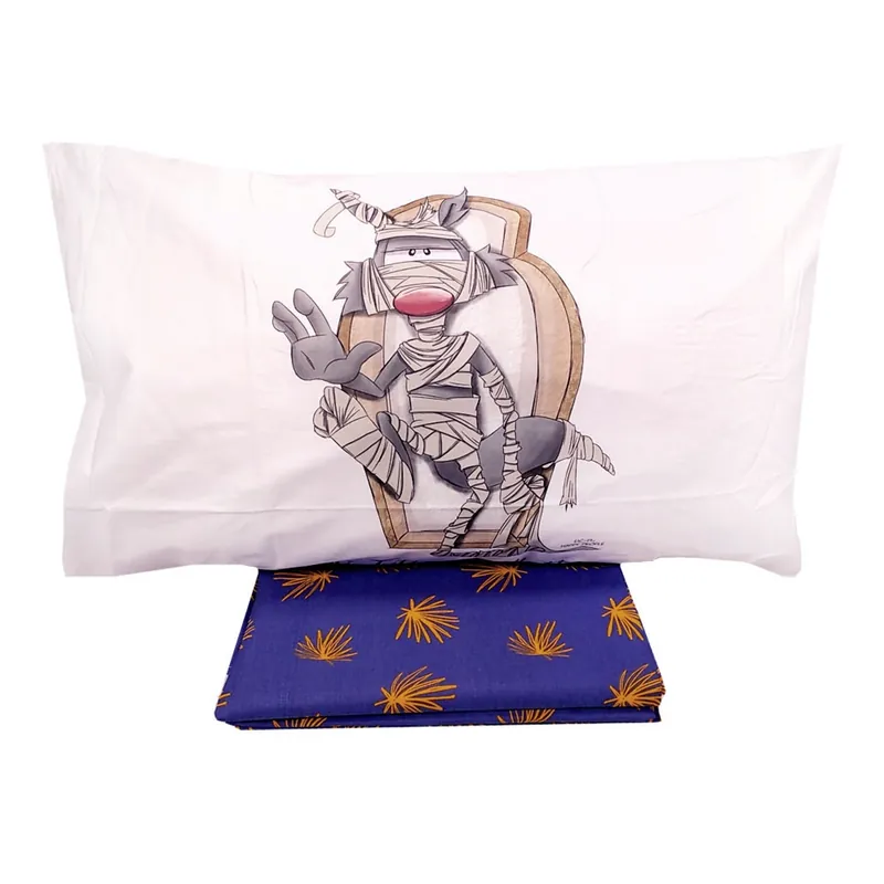 Lenzuola letto una piazza percalle Eic-Pi Happy People Tutte le Mattine blu