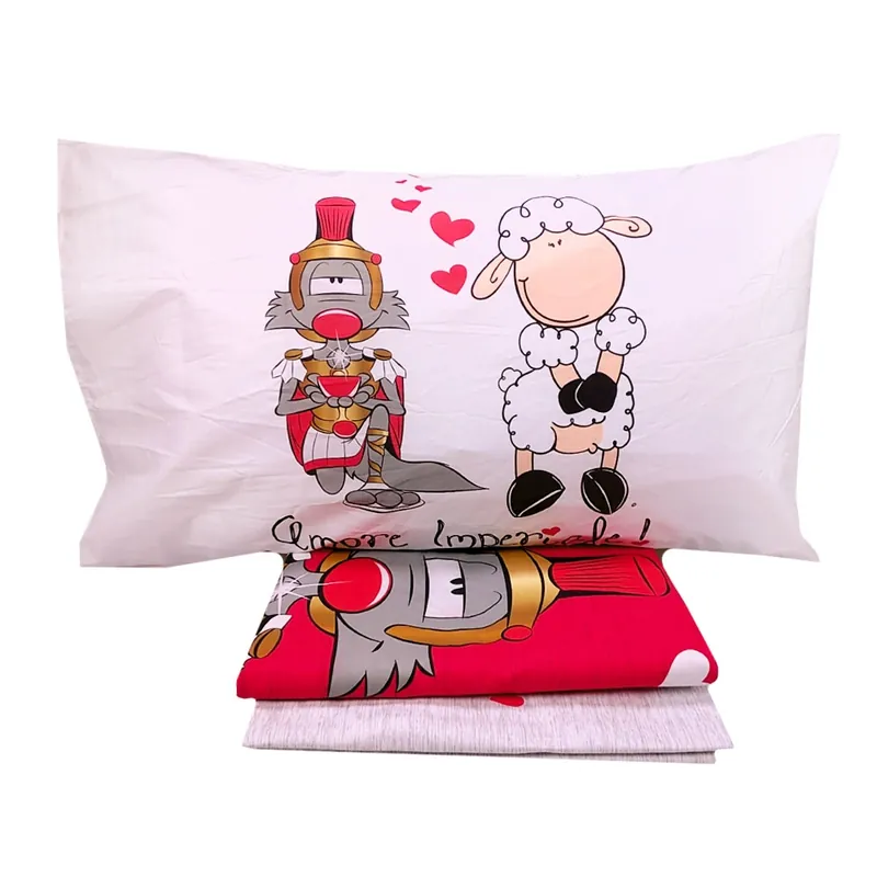 Set copripiumino piazza e mezza Eic-Pi HAPPY PEOPLE Amore Imperiale rosso