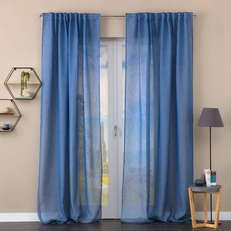 Pannello tenda da bastone Eveline 150x290 cm no-stiro bluette