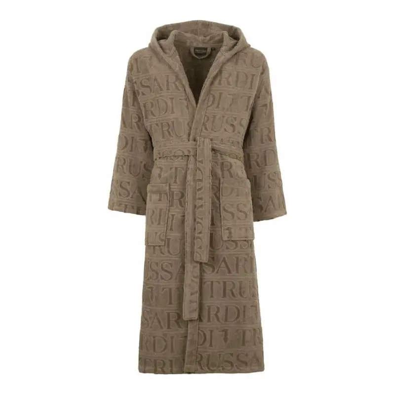 Accappatoio in spugna con cappuccio Trussardi OVERLOGO sabbia