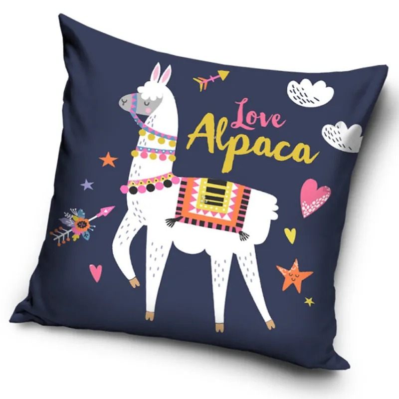 Cuscino arredo decorativo quadrato 40x40 cm blu imbottito Love Alpaca