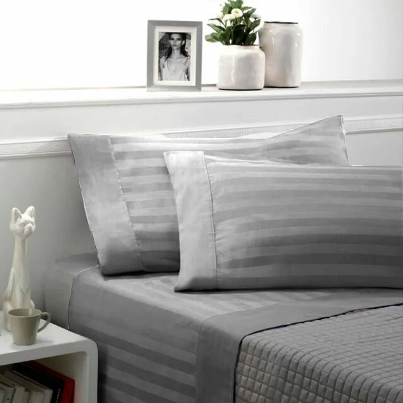 Set lenzuola matrimoniale 2 piazze raso di cotone ZEFIRO Grigio