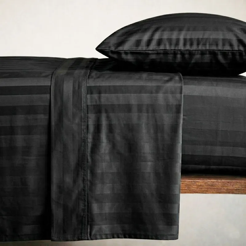 Set lenzuola matrimoniale 2 piazze raso di cotone ZEFIRO Nero