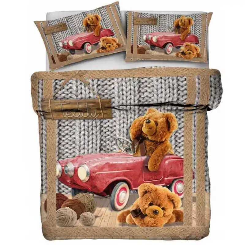 Copripiumini Invernali Orsetti in auto Teddy Orsacchiotto Natale Copripiumino cotone