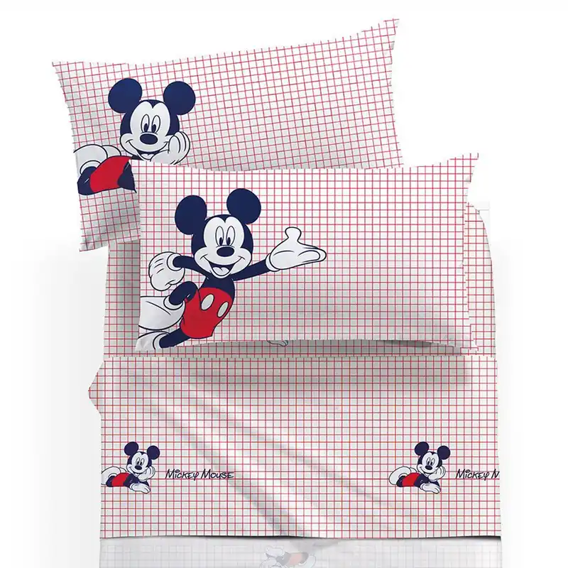 Lenzuola Topolino Caleffi completo Letto Disney Rosso Puro Cotone