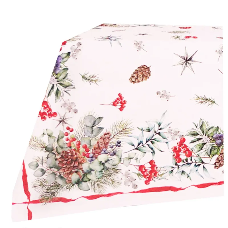 Tovaglia Natalizia rettangolare 12 persone 175x285 cm TAG HOUSE Pigne
