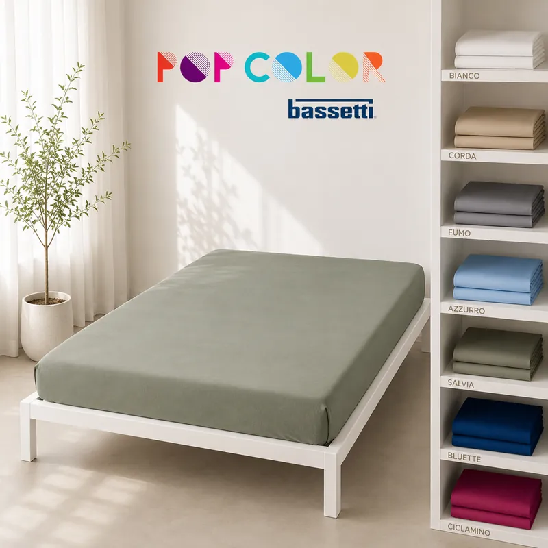 Lenzuolo con Angoli Piazza e Mezza Bassetti Pop Color Cotone