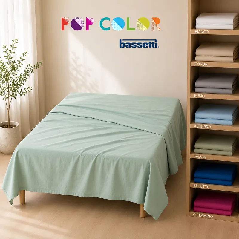 Lenzuolo Sopra Matrimoniale BASSETTI POP COLOR Colori Vari