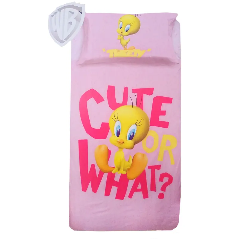 Copripiumino e federa singolo Titti rosa bambine cotone CUTE or WHAT