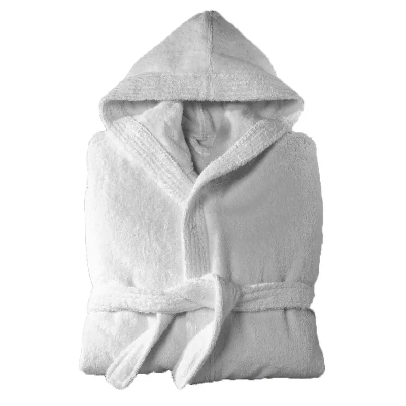 Accappatoio con cappuccio in Spugna di cotone Happidea UNISEX bianco