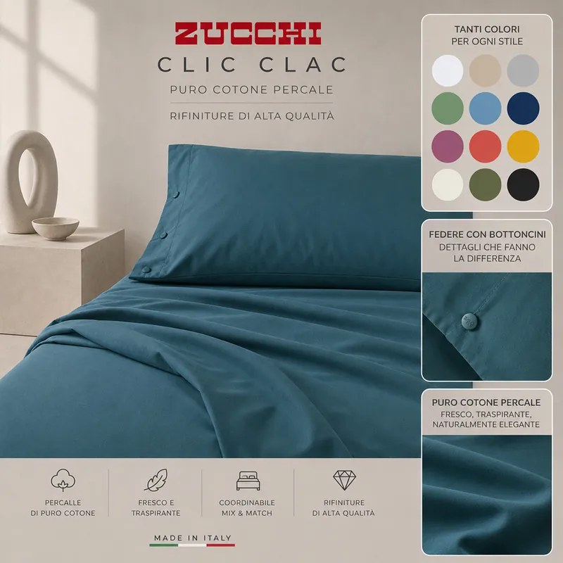 Lenzuolo piano da sopra piazza e mezza 180x290 CLIC CLAC Zucchi