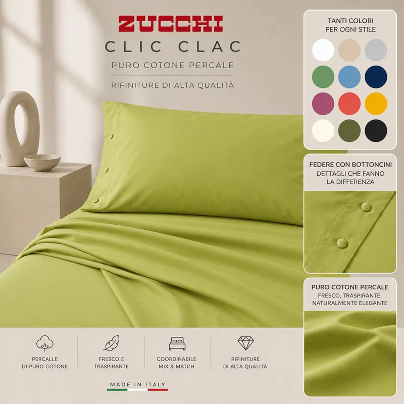 Lenzuolo piano da sopra singolo 1 piazza 160x290 CLIC CLAC Zucchi