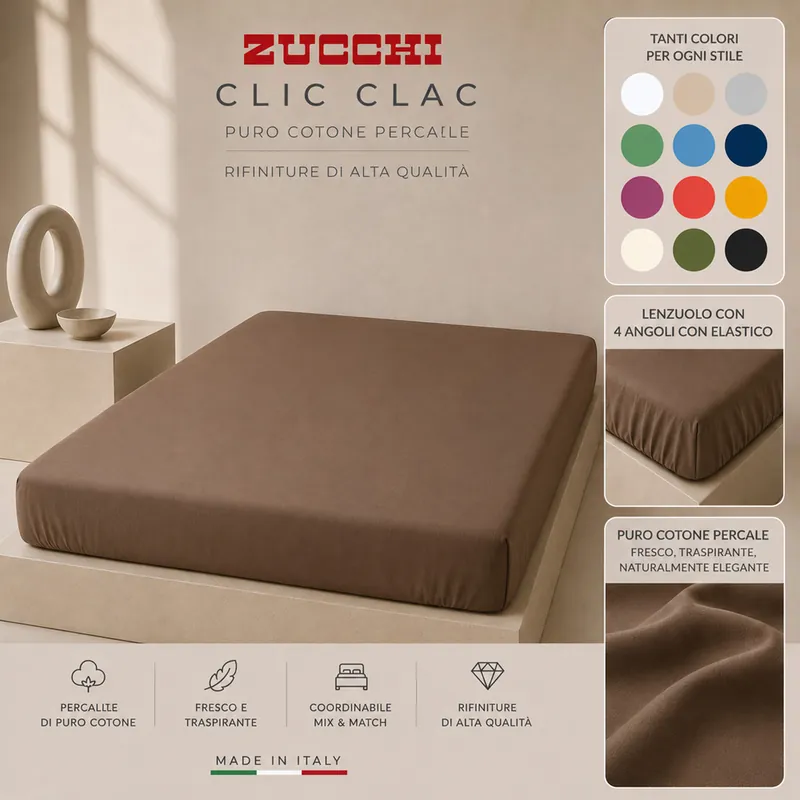 Lenzuolo con angoli matrimoniale 2 piazze 175x200 CLIC CLAC Zucchi