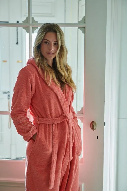 Accappatoio donna cappuccio PIP STUDIO Soft Zellige spugna corallo