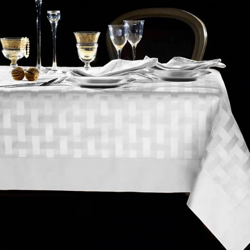 Tovaglia fiandra 12 tovaglioli bianco INTRECCIO 180x280 cm