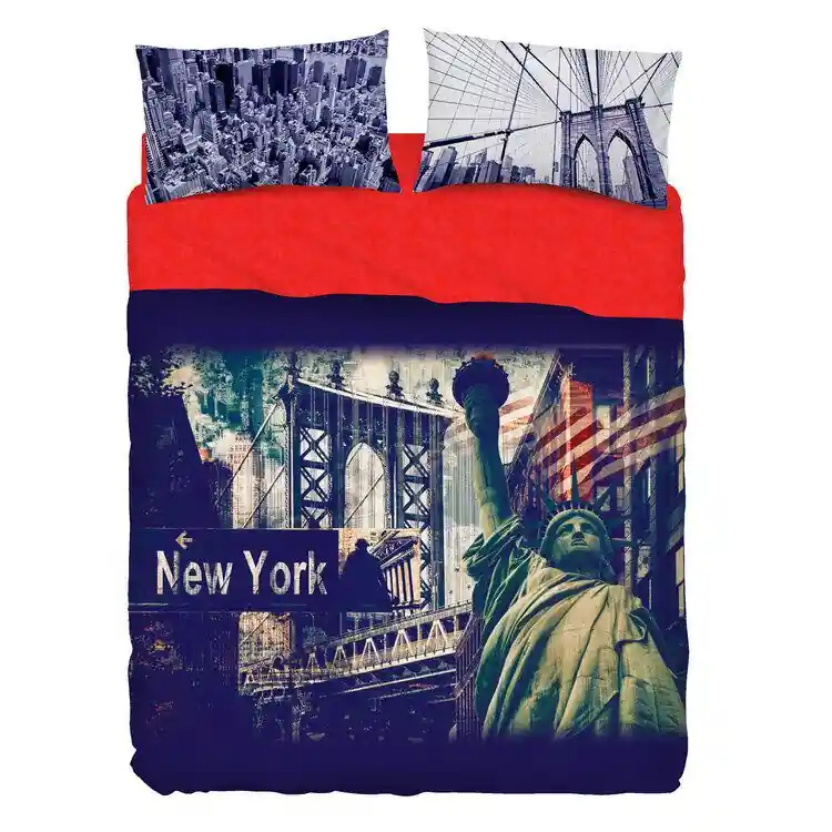 BASSETTI Lenzuola effetto-copriletto NY Stars&Stripes