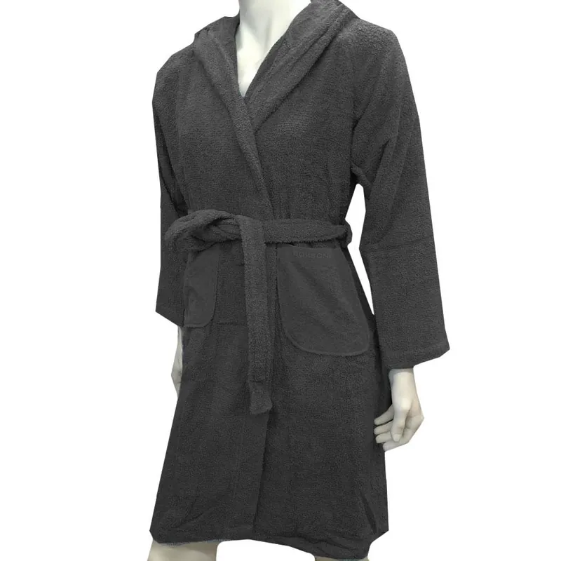 Accappatoio unisex in spugna con cappuccio Borbonese LIVING piombo