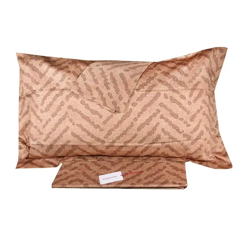 Lenzuola-copriletto Borbonese matrimoniale in raso CHEVRON cammello