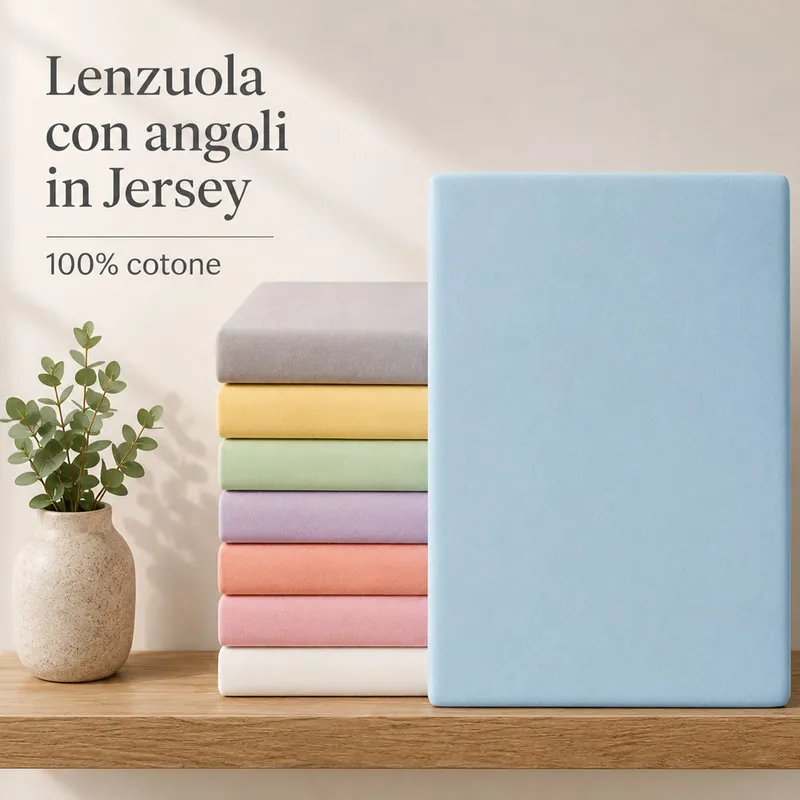 Lenzuola con angoli maglina di cotone estensibile JERSEY da 140 a 160 cm