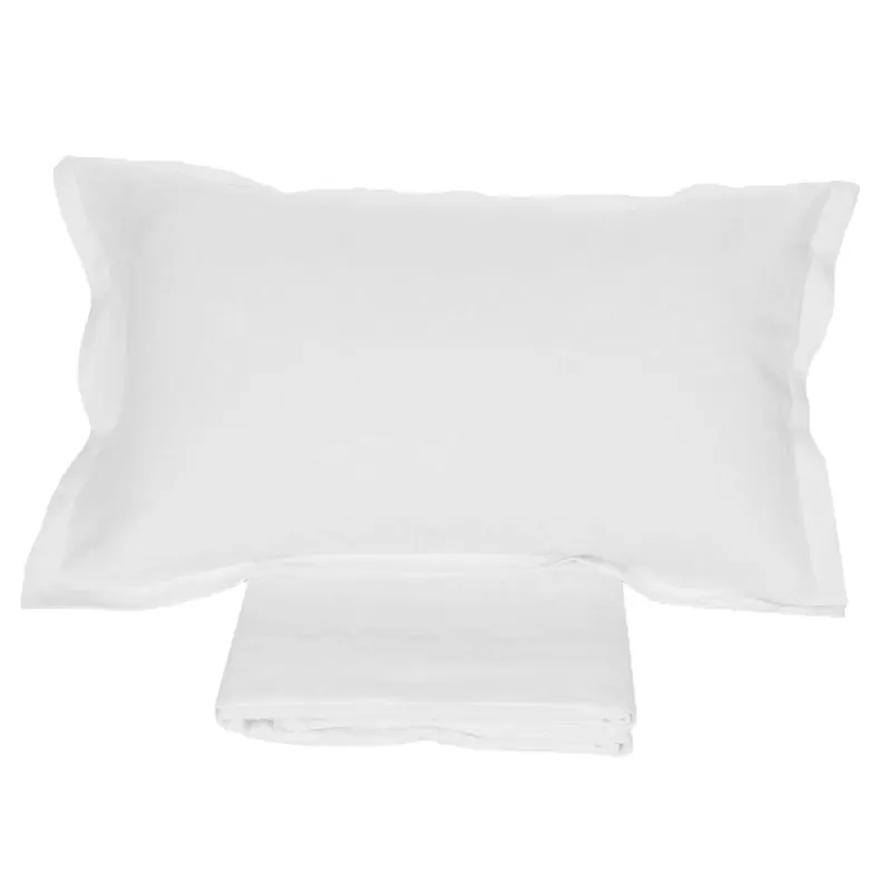 Set lenzuola e federe puro lino FAZZINI matrimoniale Soffio Bianco