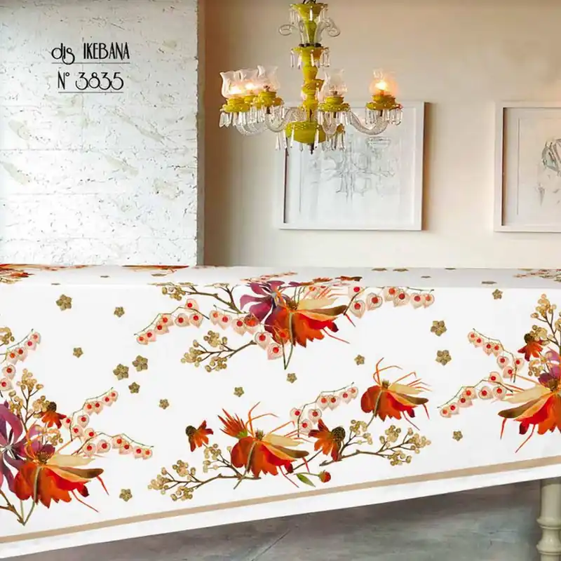 Tovaglia rettangolare TAG HOUSE puro cotone - Ikebana floreale 3 misure