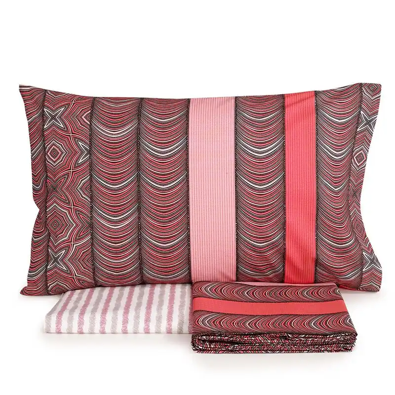 Lenzuola Piazza e Mezza Bassetti Puffy Line P1 NERO ROSA 100% cotone