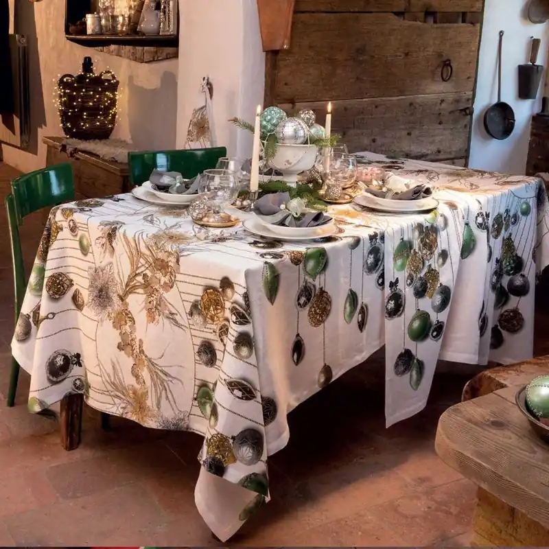 Tovaglia Natale TESSITURA TOSCANA Glitter BIANCO