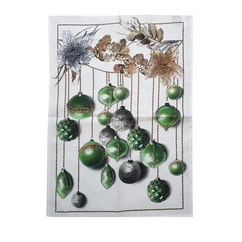 Strofinaccio Canovaccio Tessitura Toscana Natale Glitter Verde Natale Lino