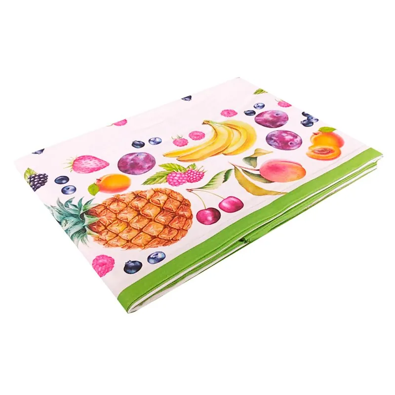Tovaglia rettangolare x6 o x12 persone Fruit verde puro cotone
