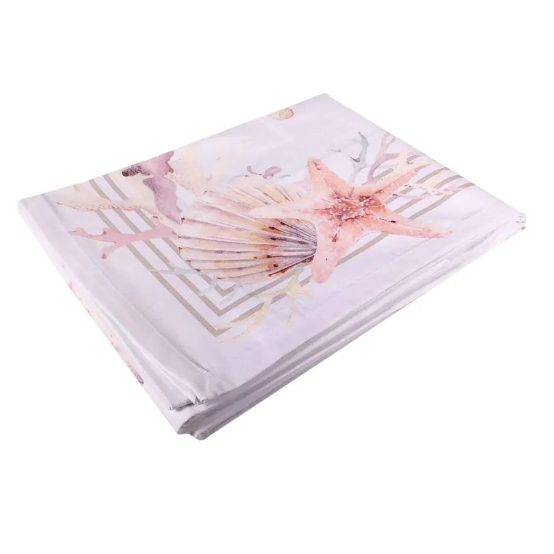Tovaglia rettangolare x6 o x12 persone puro cotone Saint Tropez conchiglie