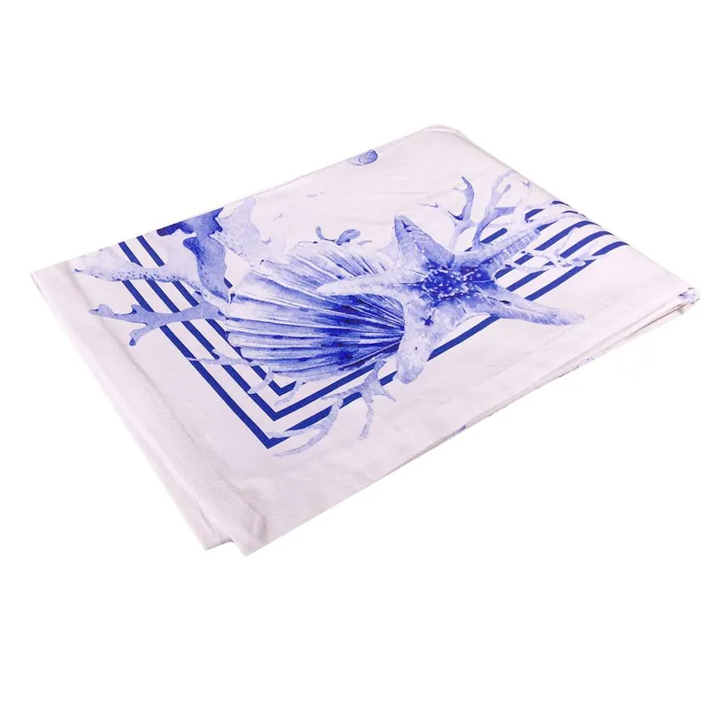 Tovaglia rettangolare x6 o x12 persone puro cotone Saint Tropez bluette