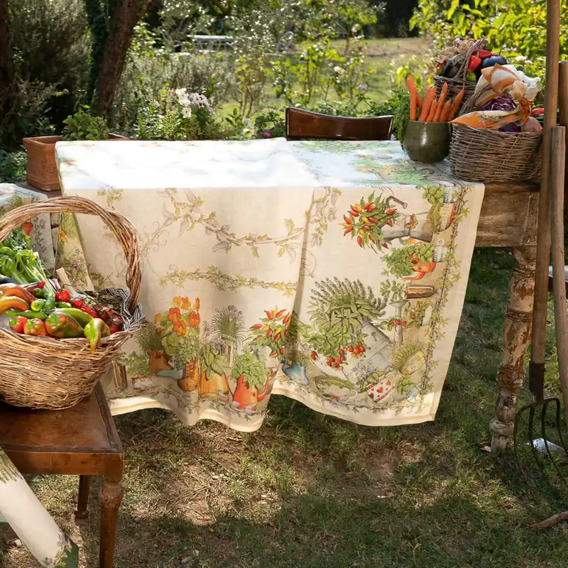 Tovaglia Tessitura Toscana Telerie puro lino BALCON POTAGER