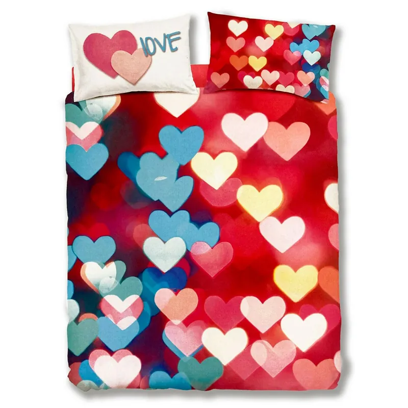 Bassetti Completo Copripiumino MultiHeart con sotto e federe LOVE cuori