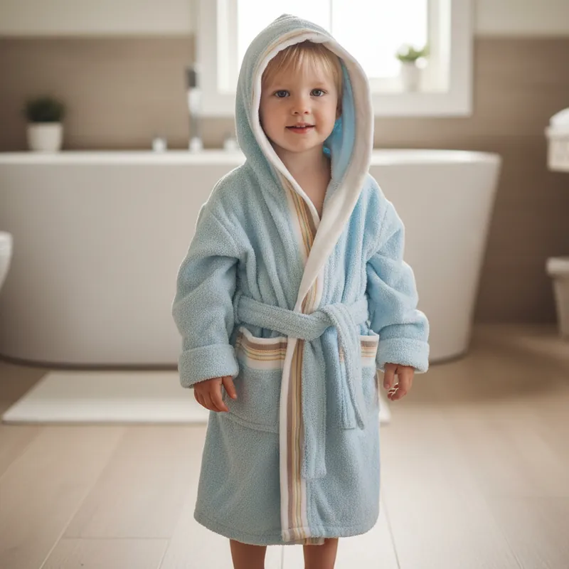 Accappatoio Baby in spugna con cappuccio GABEL Pongo CERULEO