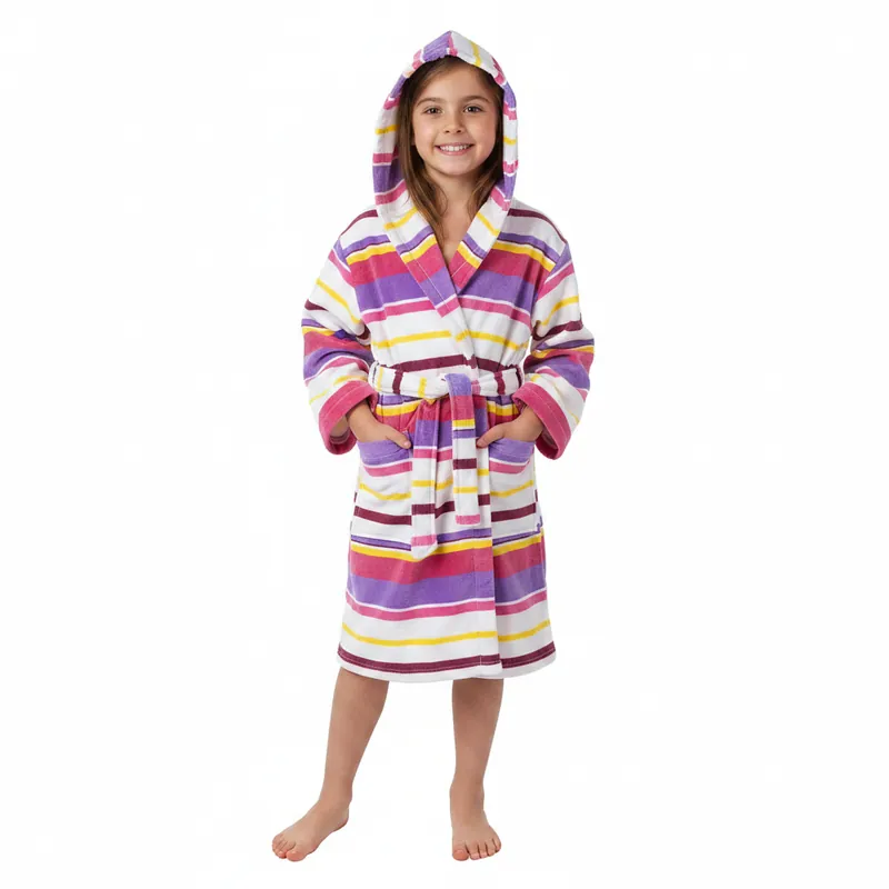 Accappatoio JUNIOR 6 anni in spugna con cappuccio GABEL Tropical ROSA