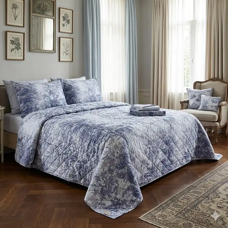 Copriletto Trapuntato Matrimoniale ESSENZA HOME Aurelie BLU