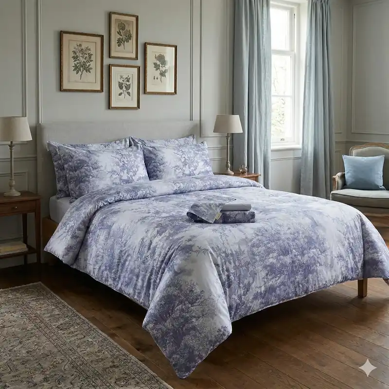 Copripiumino Matrimoniale ESSENZA HOME Aurelie BLU