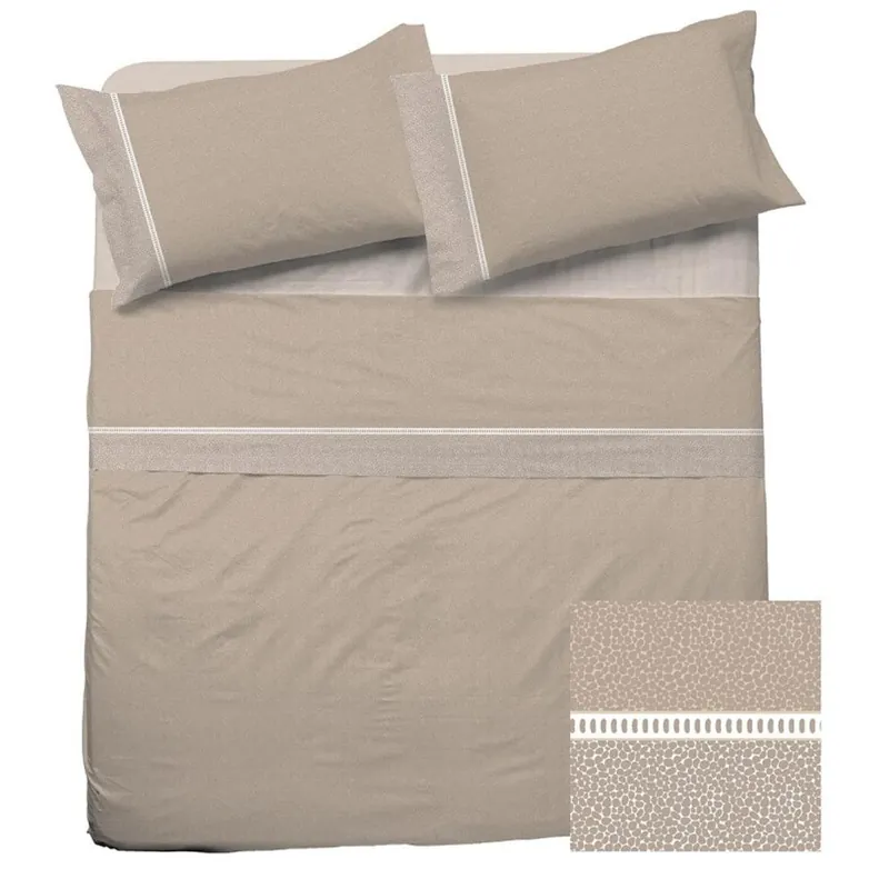 Completo Lenzuola puro cotone CRONO animalier etnico beige