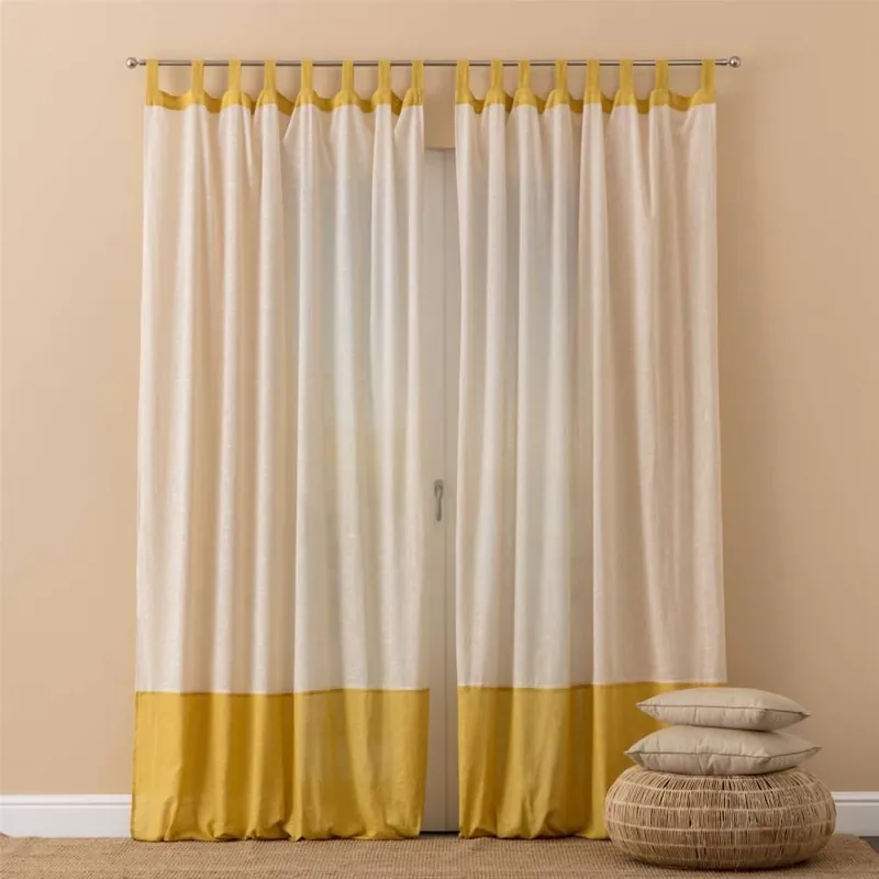 Tenda da bastone con asole 150x290 cm LINDA giallo in cotone