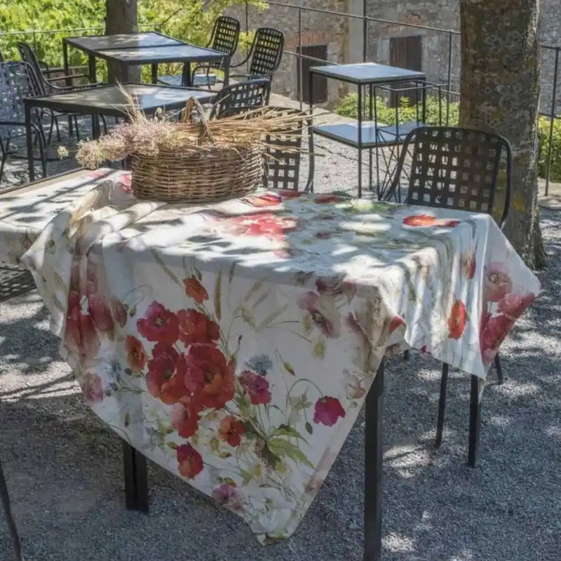 Tovaglia TESSITURA TOSCANA TELERIE Puro Lino COQUELICOT