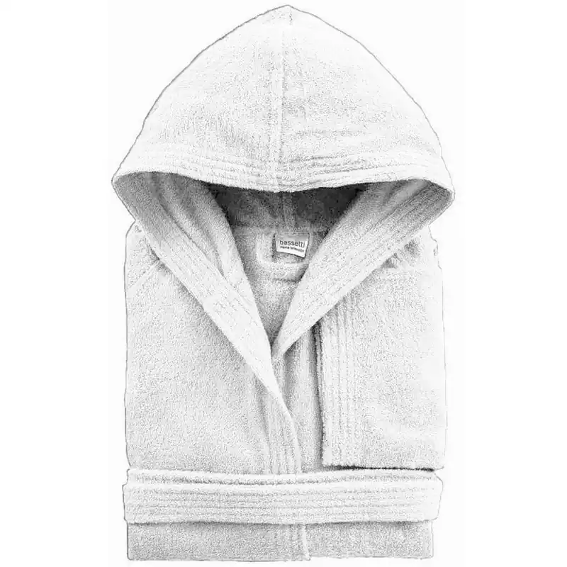 Accappatoio Bassetti UOMO DONNA con cappuccio BIANCO