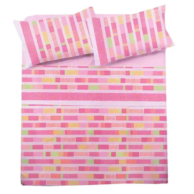 Completo Lenzuola puro cotone GEO Piazza e mezza fuxia puro cotone