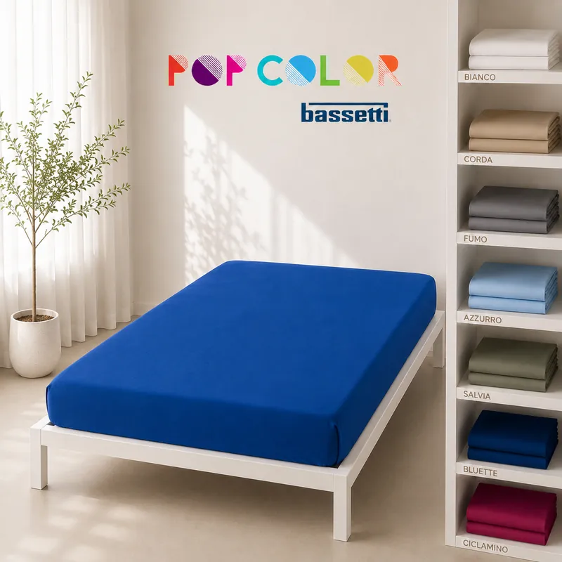 Lenzuolo sotto con angoli Bassetti Pop Color 140x200 Letto francese