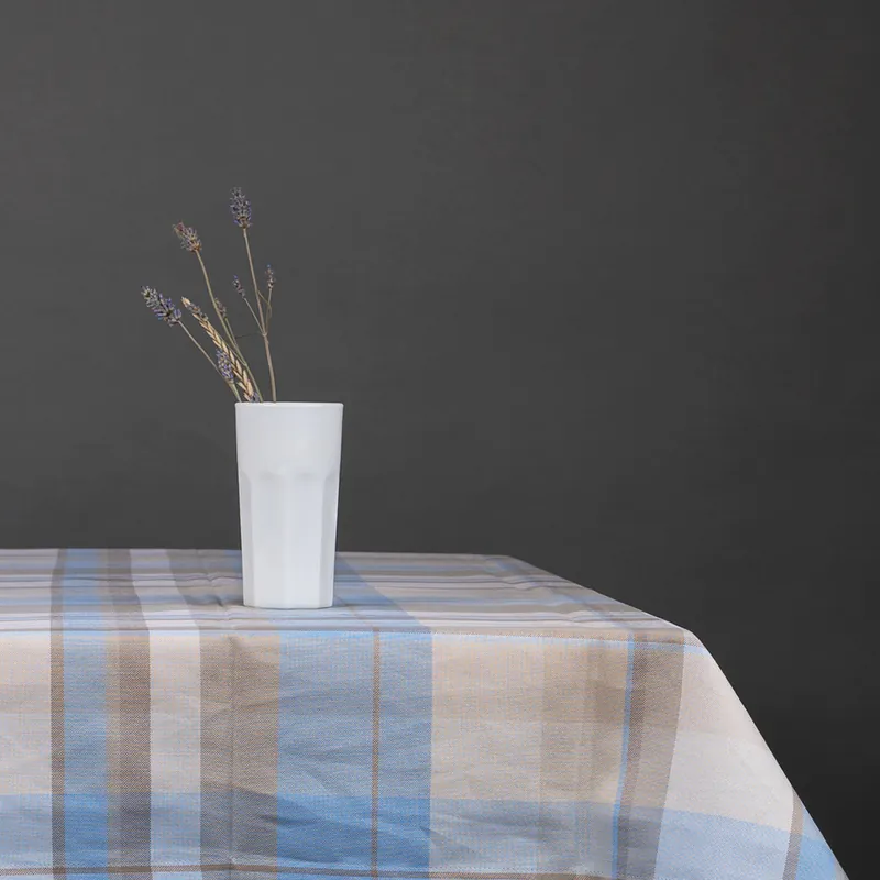 BOSSI CASA Cucina Tovaglia 1332 Cotone Tinto Filo AZZURRO SABBIA